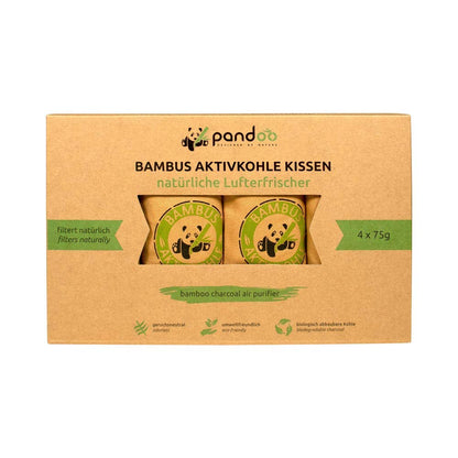 pandoo natural bamboo air freshener with active charcoal, air purifier and air dehumidifier, room air purifier and air freshener, absorbs odours and filters harmful substances and allergens