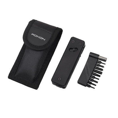 Roxon KS2E Noir Elite D2 Blade 13 in 1 Mini Multi Tool function pocket knife with big scissor, G10 handle and Pocket clip, good for Camping/Backpacking/Emergencies/EDC Multitool (D2 Steel Blade)