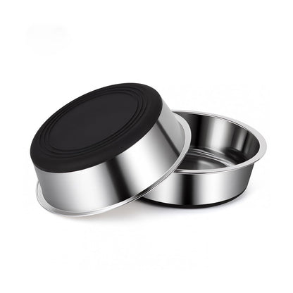 Dog Bowls Durable Heavy Duty Stainless Steel Dog Bowls Non-Slip Basic Bowl for Dogs with Rubber Base (2 Pack, 3 Cups)