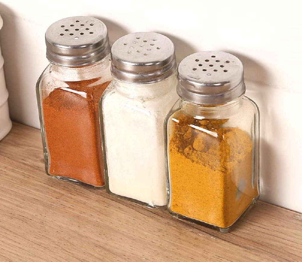 Tebery 16 Pack 3oz Clear Salt and Pepper Shakers Glass Set Classic Design