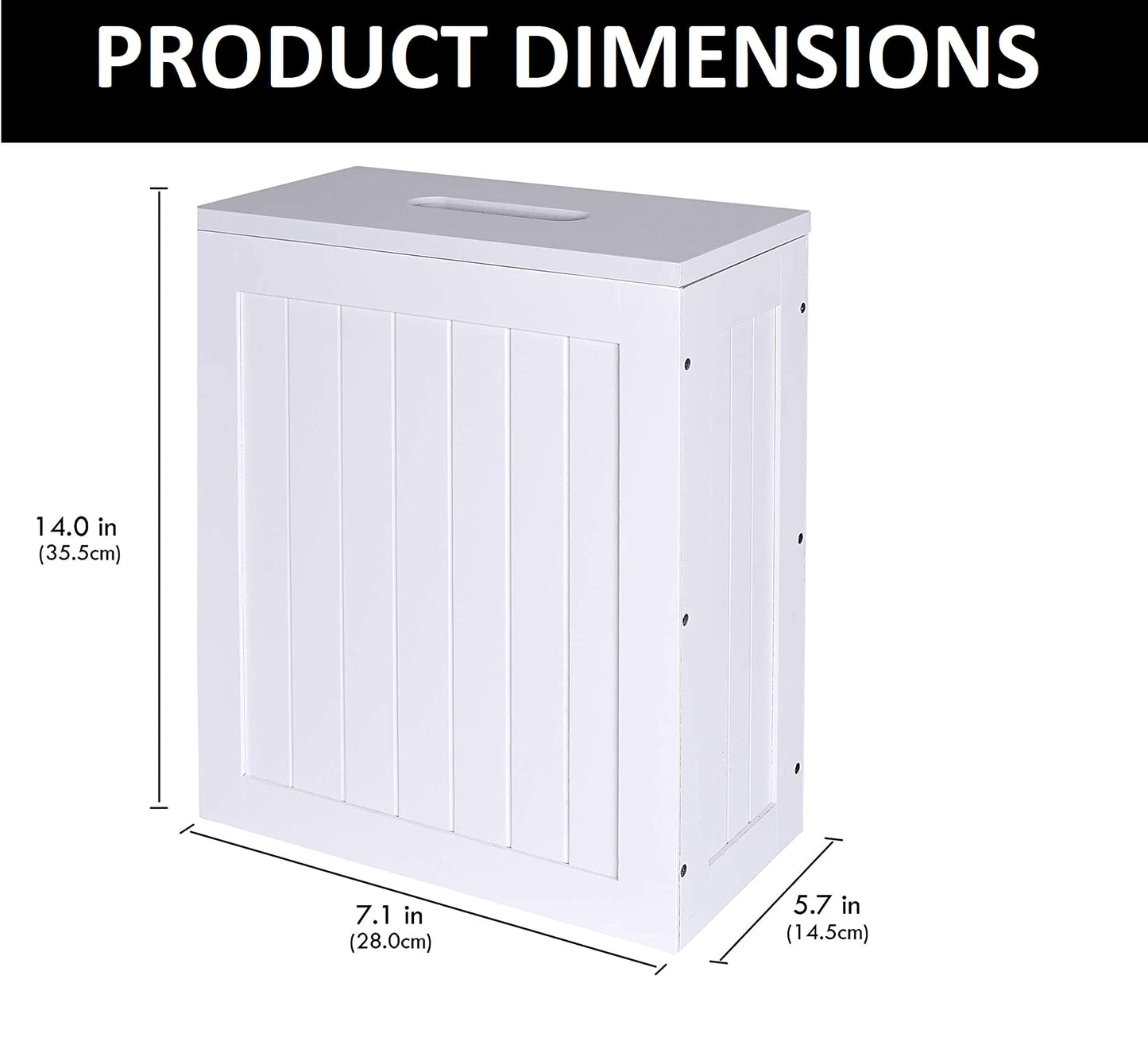 Unibos Bathroom Storage Unit, Freestanding Toilet Roll Cabinet, Compact Slimline Wooden Bathroom Storage Box, Multi Purpose Cleaning Tidy (White)