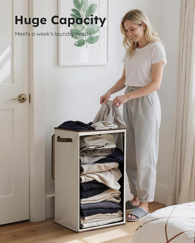 SOLEDI Laundry Hamper with Lid 90L Large & Tall Collapsible Laundry Basket