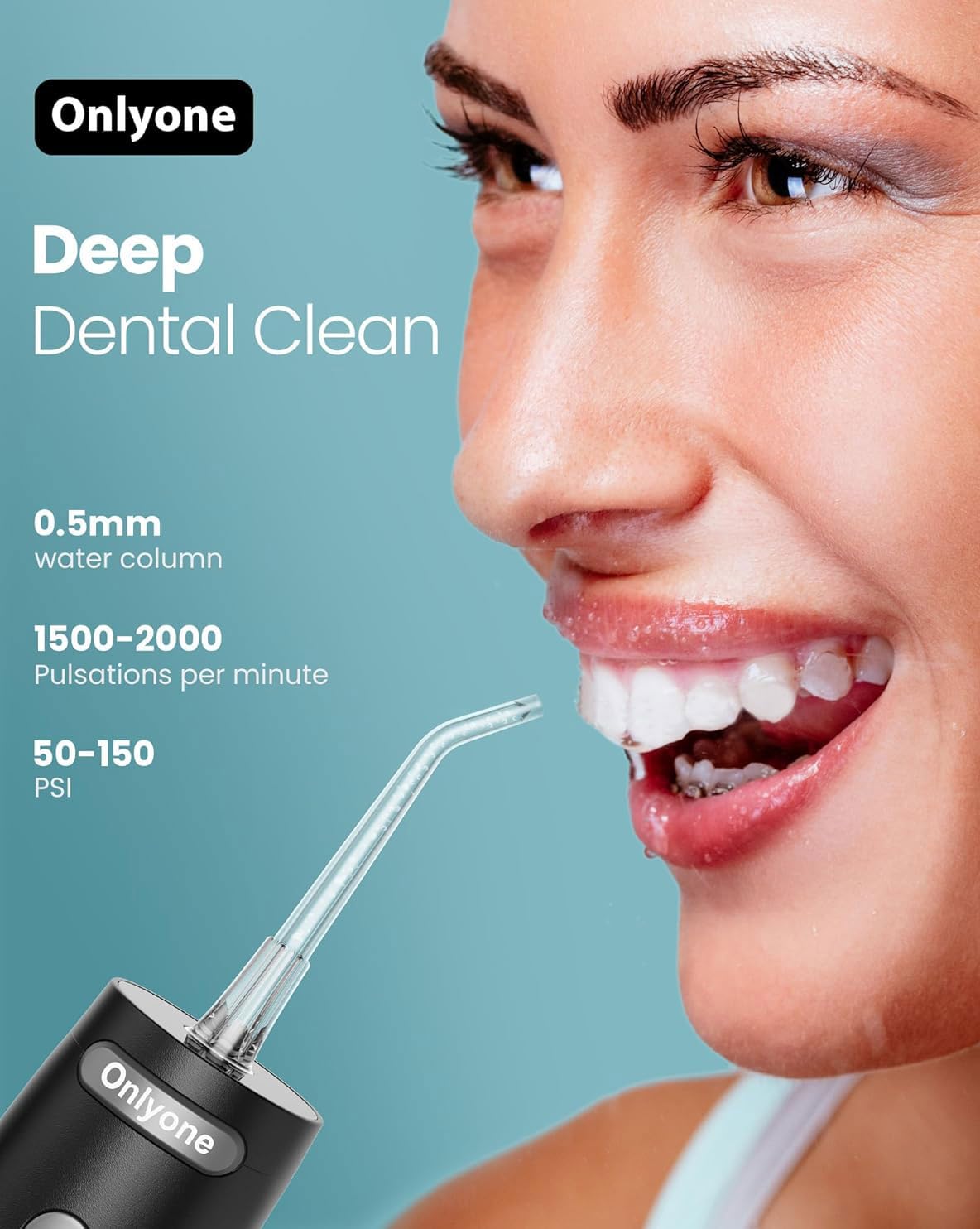 Onlyone Water Dental Flosser, 300ML Portable Oral Irrigator for Teeth, 4 Modes and 5 Jet Tips,Rechargeable Irrigation Cleaner,Electric Flossing Machine Power Flossers & Irrigator Accessories White