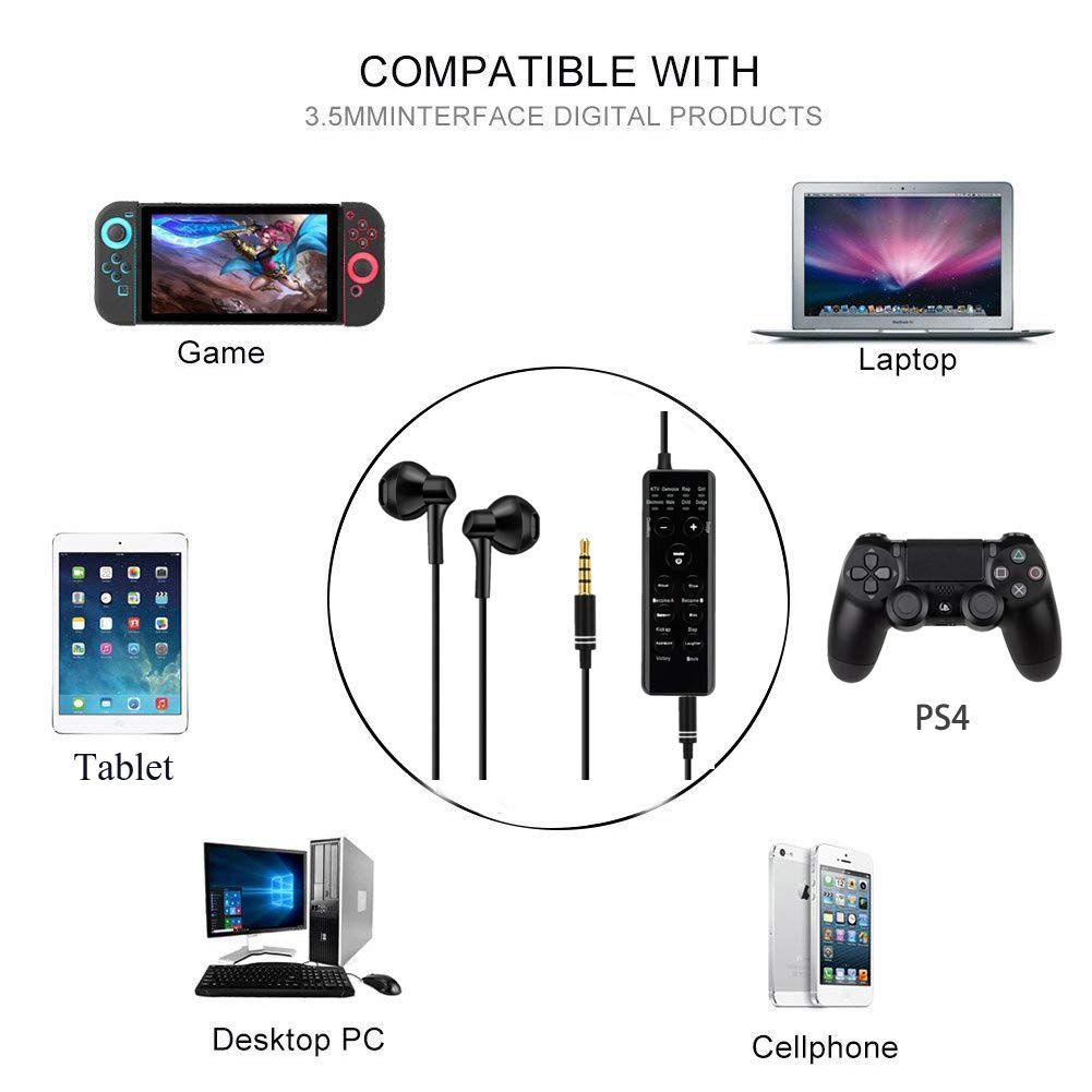 Voice Changer Headsets, KOKITEA Earbud Headphones, for Phone/PS4/Xbox/Switch/IPad/Computer/Anchor/Cam Girl/Kids