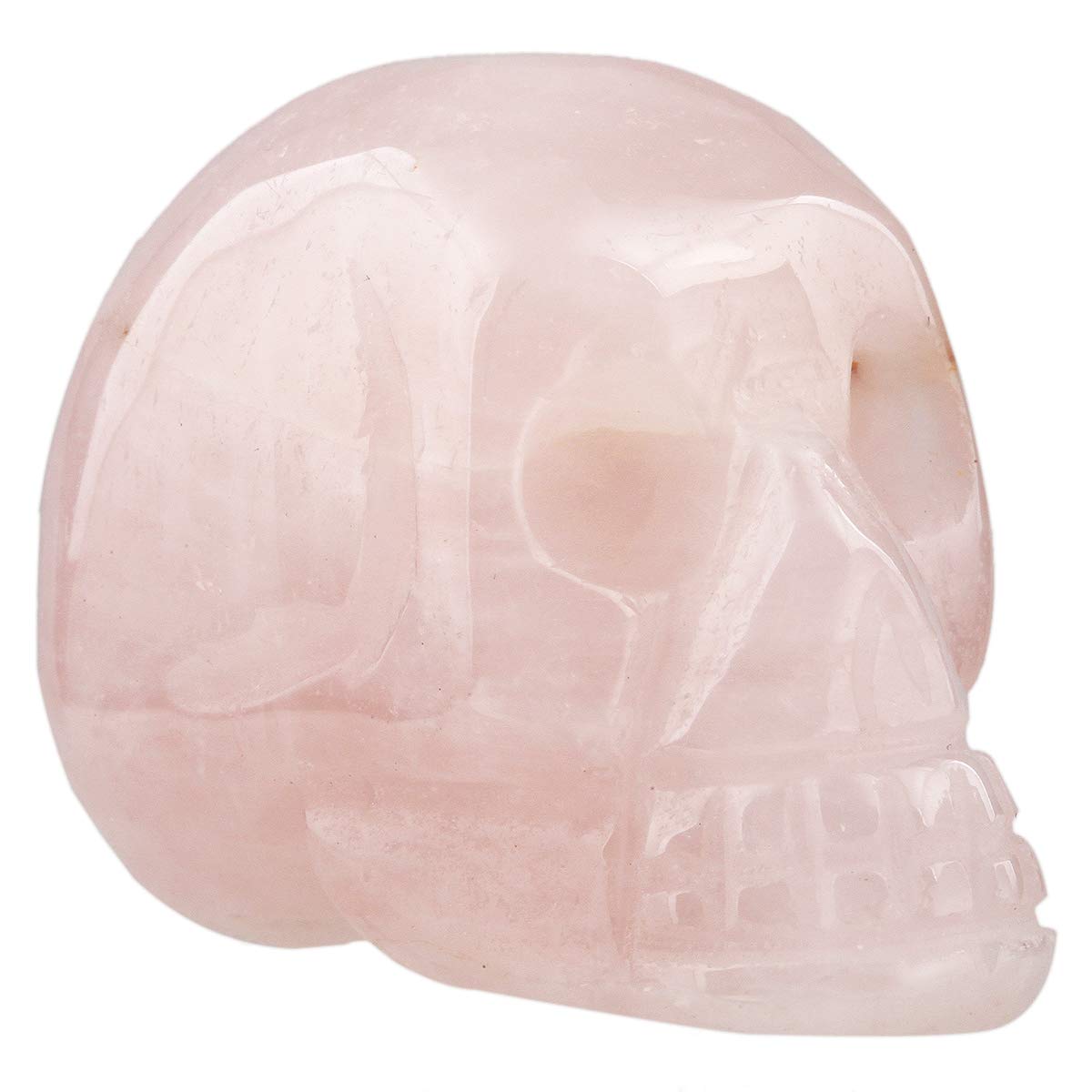 Rockcloud Healing Crystal Stone Human Reiki Skull Figurine Statue Sculptures Rose Quartz 1.5"