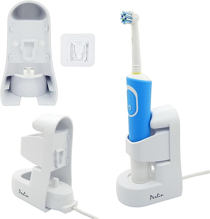 Perlin Electric Toothbrush Holder Wall Mounted No Drilling Self Adhesive