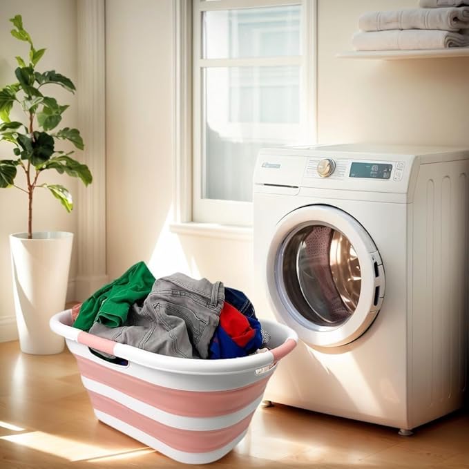 SAMMART 40L Set of 2 Collapsible Plastic Laundry Hamper