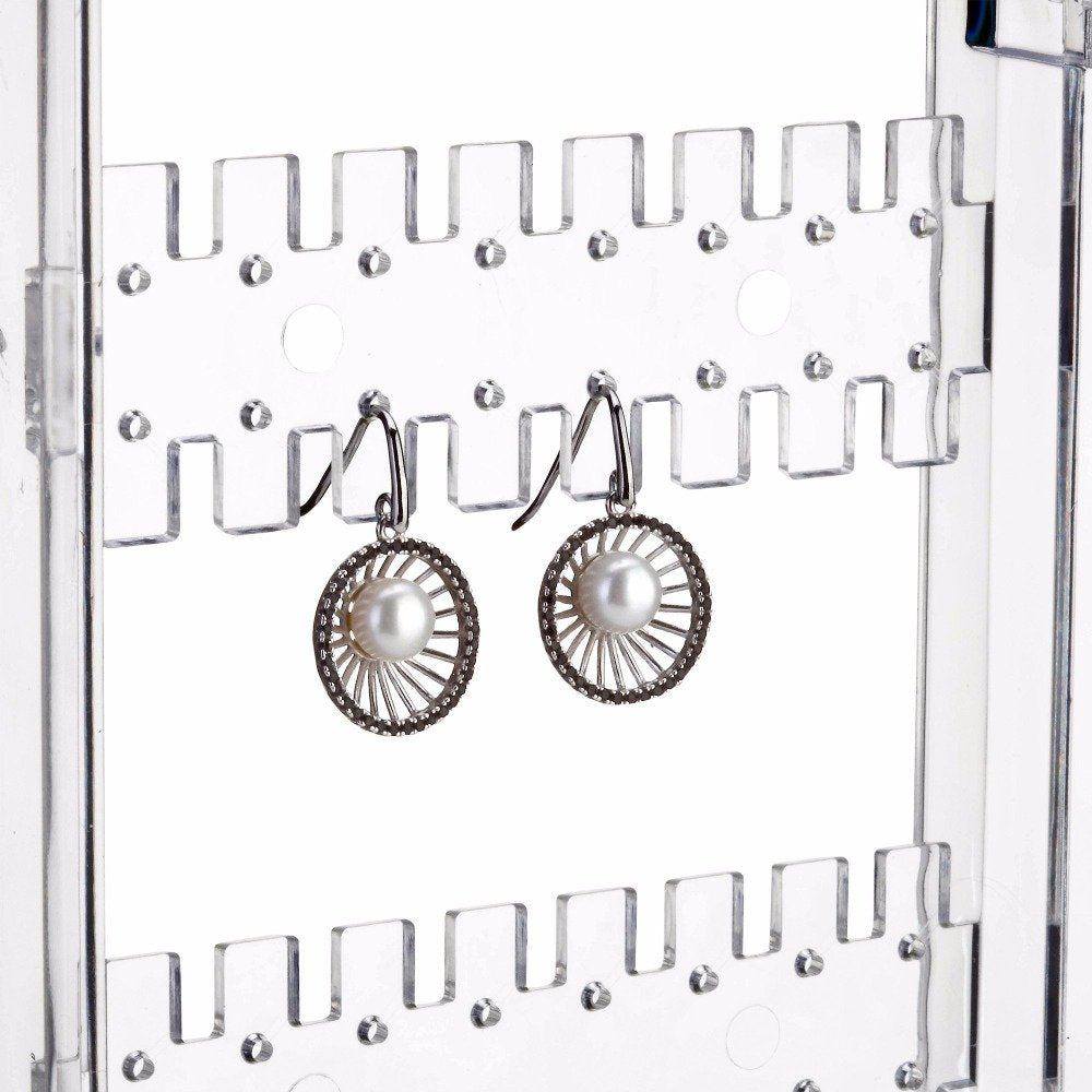Sooyee Earring Holder Organizer, 256 Holes 5 Tiers 4 Doors Foldable Necklace Organizer Jewelry Holder, Acrylic Stud Earring Display Stands for Selling, Clear