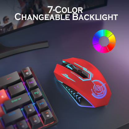 UHURU Wireless Gaming Mouse Up to 12000 DPI, Rechargeable USB-C Wireless Mouse with 7 Buttons 7 Dynamic LED Color Ergonomic Programmable MMO RPG for PC Laptop, Compatible with Windows Mac