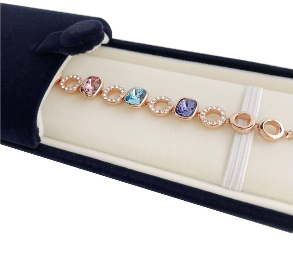Svea Display Premium Grade Jewelry Gift Box for Bracelet Necklace Navy Blue Velvet Present Modern Elegant Store Gallery Present (Jewelry is not included)