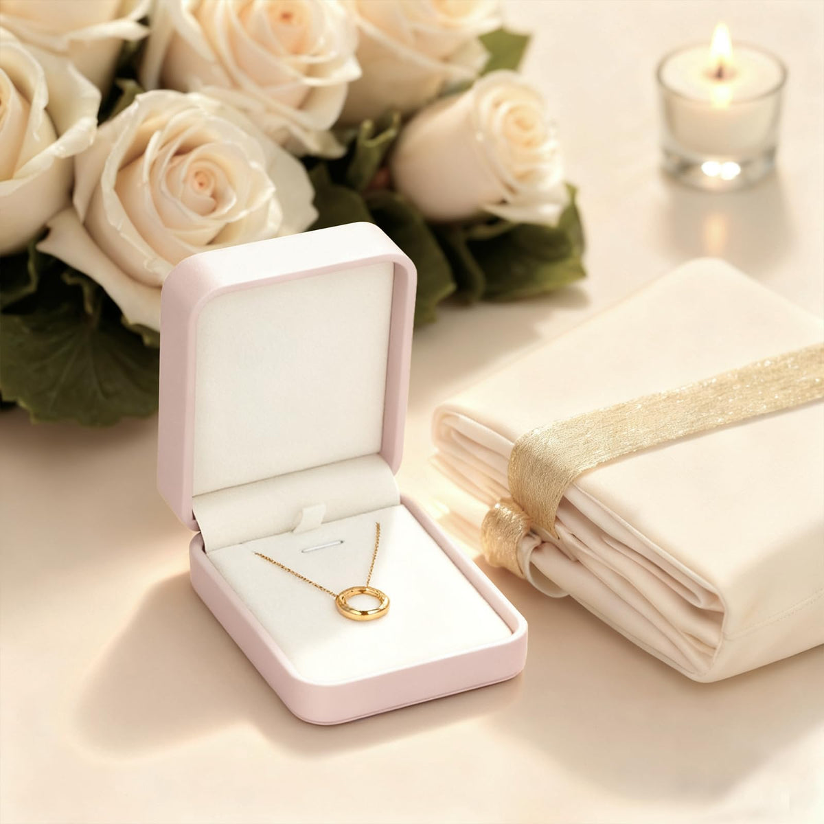 Papten PU Leather Necklace Gift Box Velvet Interior Jewelry Gift Box Necklace Bracelet Chain Case for Wedding Birthday Mother's Day,Valentine's Day (Pink)