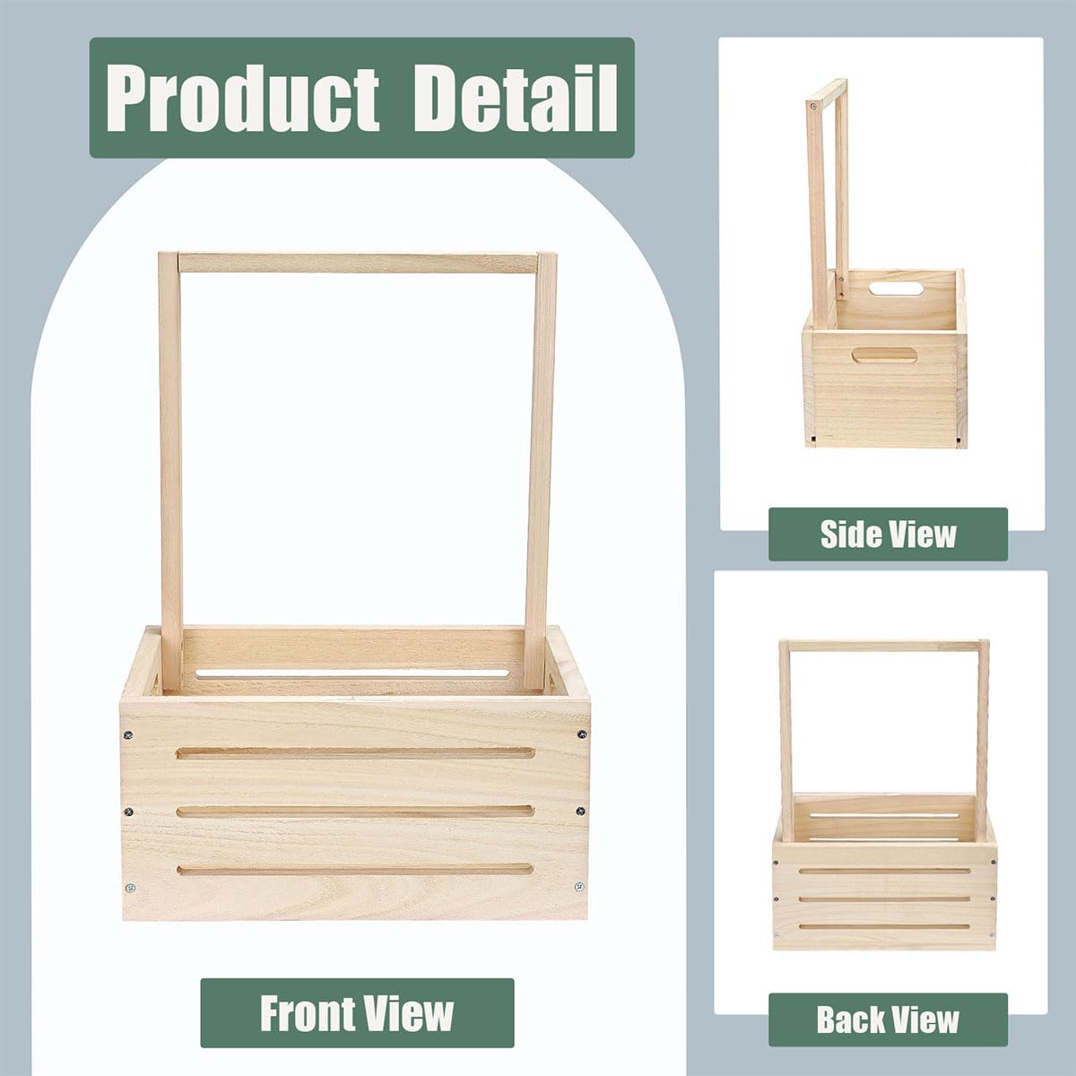GaliGali Wooden Baby Shower Crate Closet, Newborn Gift Basket with Handle and Hanger Garland, Gender Reveal Storage Box, Personalized Baby Gift for Pregnant New Parents NO.LPL Wood-S