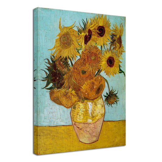 Wieco Art Framed Wall Art Canvas Prints of Sunflower by Vincent Van Gogh Paintings Reproduction Abstract Wall Decorations for Living Room Golden Frame
