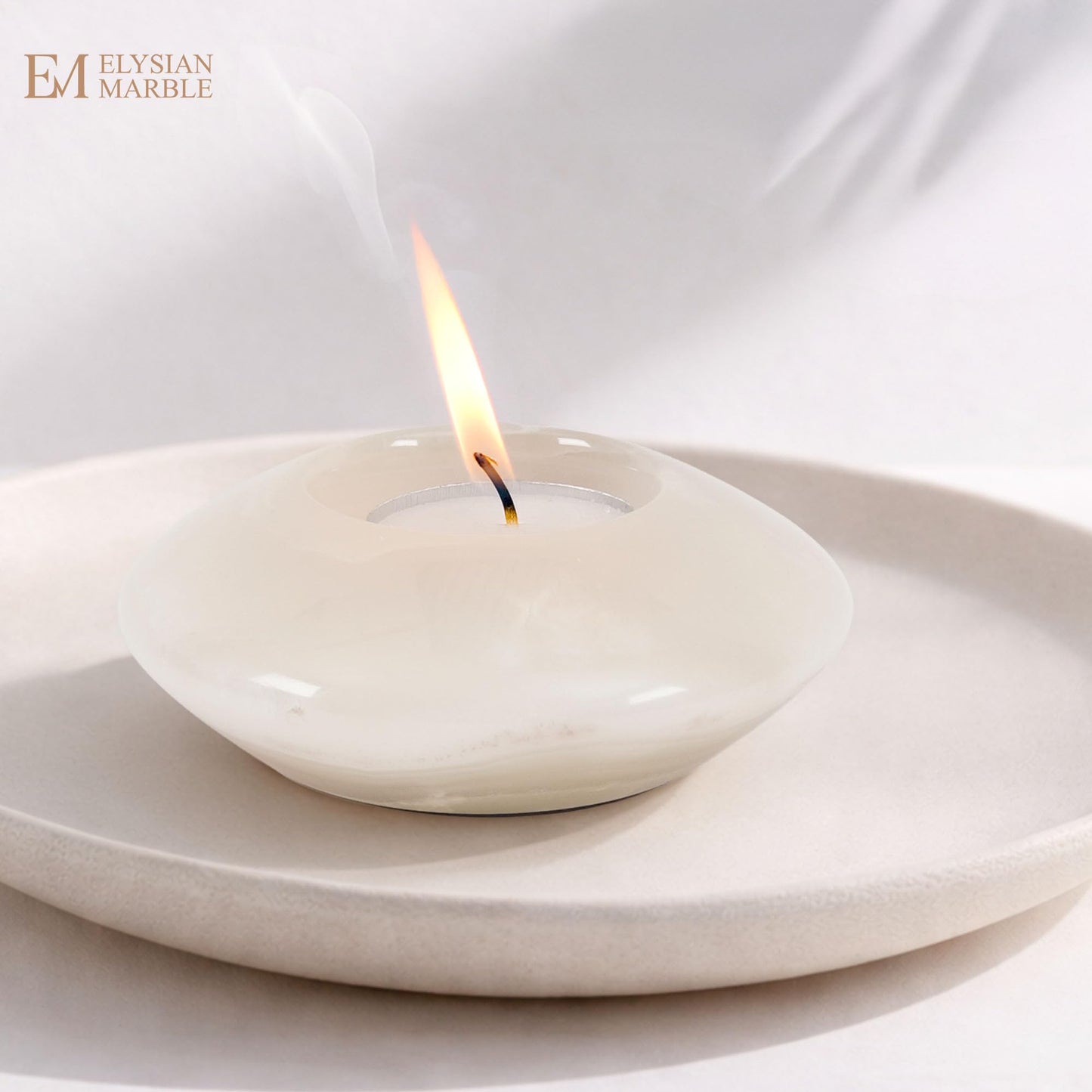 Tea Light Candle Holders Set of 3 – Handcrafted Natural Marble Tealight & Votive Holders in Graduated Sizes (4", 3.5", 3"), Decorative Stone Candle Holders for Home Décor & Table Centerpieces