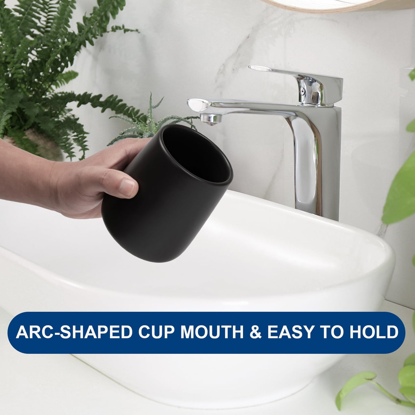 UHEY HOME Bathroom Tumbler Cup Ceramic 13.5oz Reusable Toothbrush Cup 400ml, Toothbrush Holder Adequate for Your Bathroom (Black Brown)