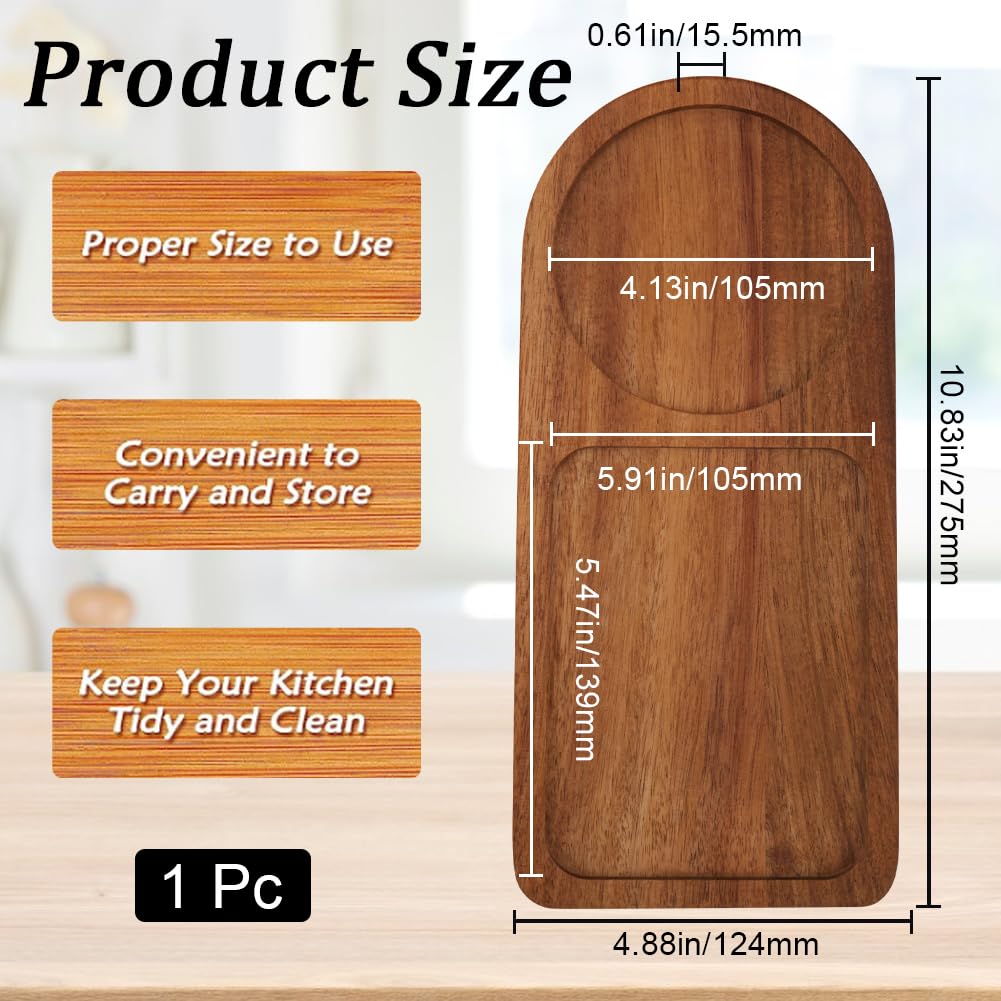 GORGECRAFT Arch Wood Tea Serving Tray Wooden Salt and Pepper Mill Tray Holder Bamboo Condiment Tea Serving Tray Grinder Rest for 2 Mills Accessories Tea Kitchen Storage Home Decor, Coconut Brown