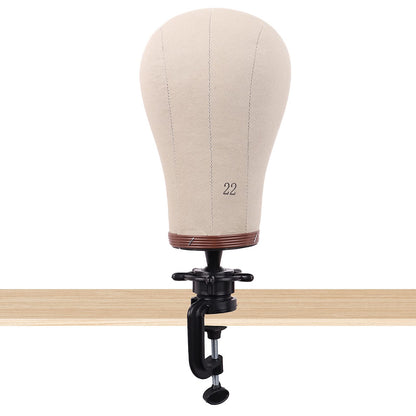 MapofBeauty Wig Head Cork Canvas Block Head for Making Wigs Mannequin Head With Stand Head Pins (22 inch, Brown/Beige)