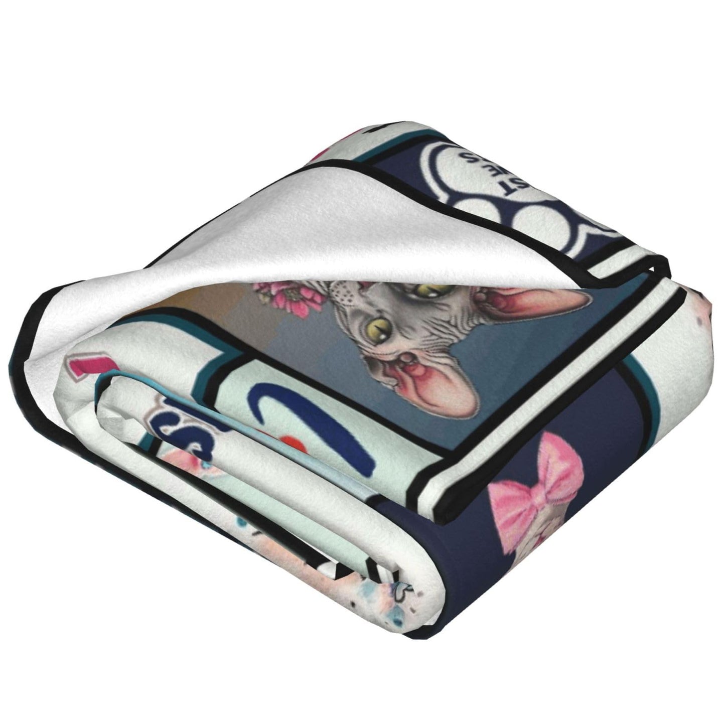 Lovira Sphynx Cat Throw Blanket Hairless Cat Print Throw Blankets Gifts for Couch Sofa Bed Stuff Decor Soft Cozy Fleece Plush Warm Flannel Bedding for Lover Men Women Boys Girls 40"x50"