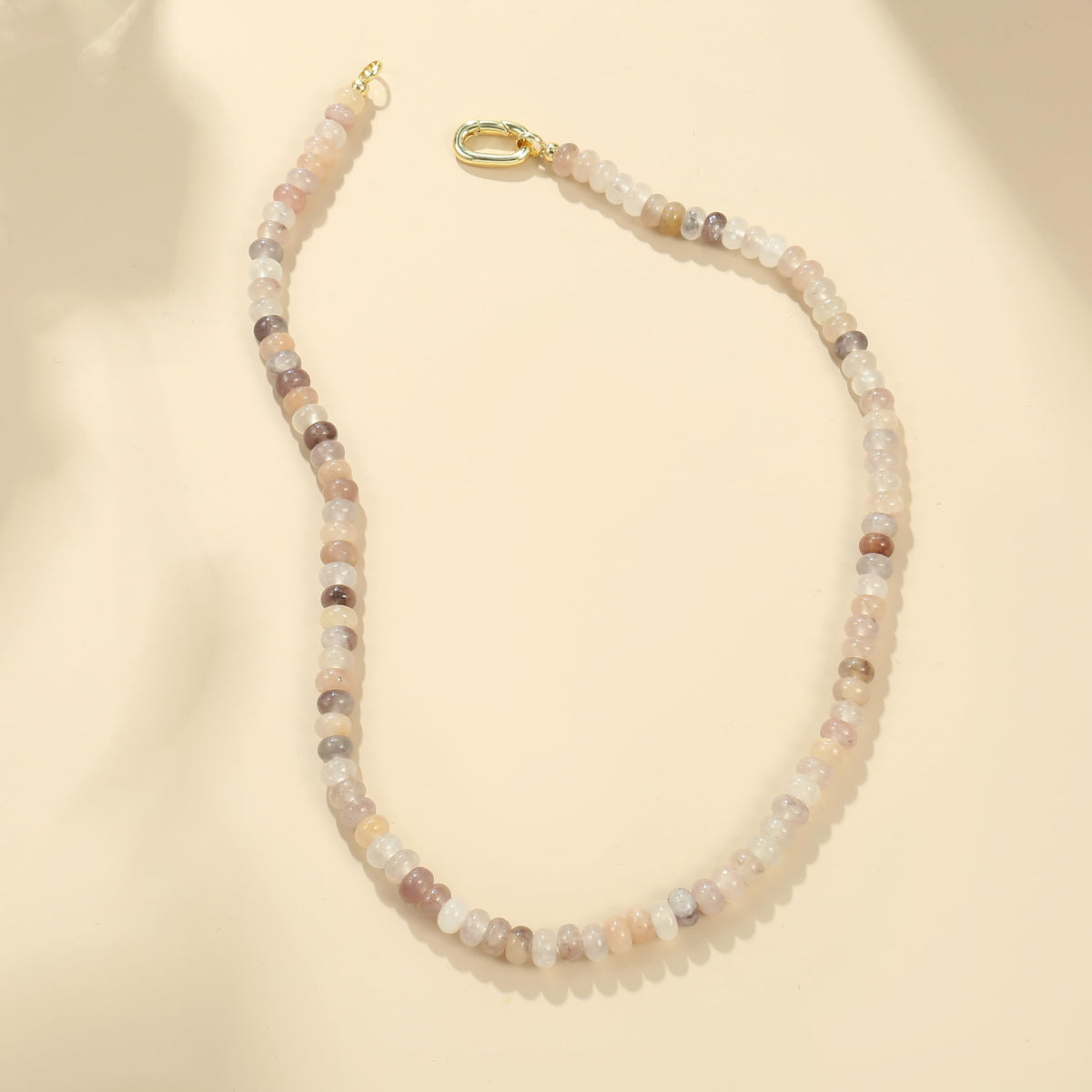 CONRAN KREMIX Light Gray Stone Beaded Necklace for Women,Natural Stone Bead Choker Necklaces Boho Summer Beach Necklace Gemstone Jewelry Gift for Women