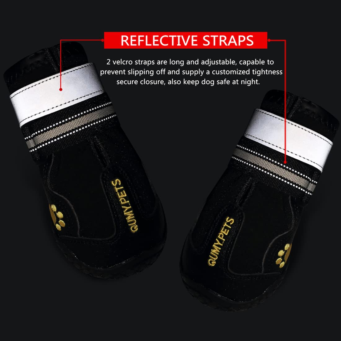 QUMY Dog Shoes for Large Dog, Medium Dogs Boots & Paw Protectors for Winter Snowy Day, Summer Hot Pavement, Waterproof in Rainy Weather, Outdoor Walking, Indoor Hardfloors Anti Slip Sole Black Size 7