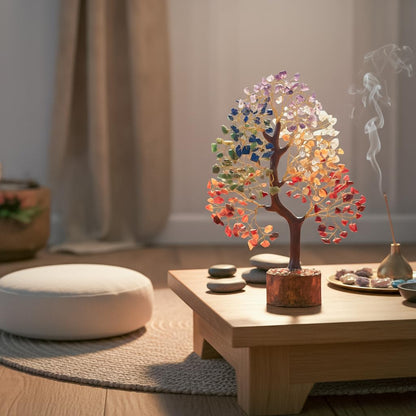 BEZAVO 7 Chakra Crystal Tree of Life Money Tree, Healing Crystals Home Decor, Birthday Gifts for Women Mom Wife, Gift for Her, Living Room Bedroom Shelf Decor, House Warming Wedding Gift Gem Tree