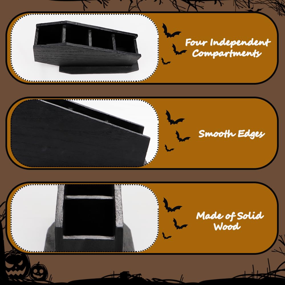 Gosuoa Coffin Utensil Holder Goth Christmas Decor, Black Wooden Goth Kitchen Home Decor, Spooky Gothic Gifts for Women