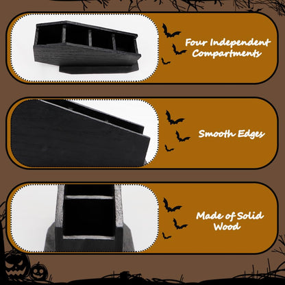 Gosuoa Coffin Utensil Holder Goth Christmas Decor, Black Wooden Goth Kitchen Home Decor, Spooky Gothic Gifts for Women