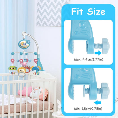 Aolso Baby Crib Toy, Baby Star Crib Mobile with Music and Lights, Cot Mobile Toy with Timing Function Projector and Remote Control, Baby Crib Toys for Boys Girls (Blue)