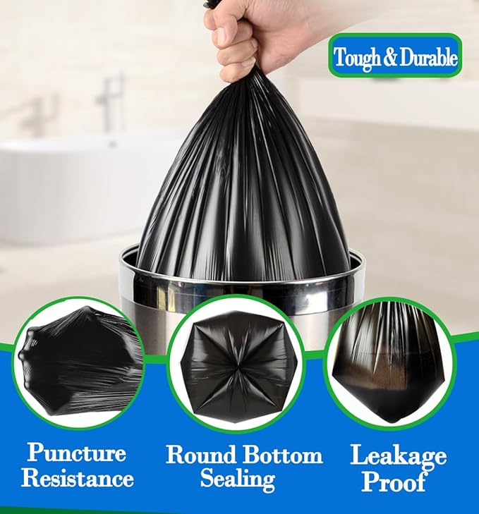1 Gallon 140 pcsSmall Black Trash Bags, Strong 0.8 Gallon 1 Gallon 1.2 Gallon