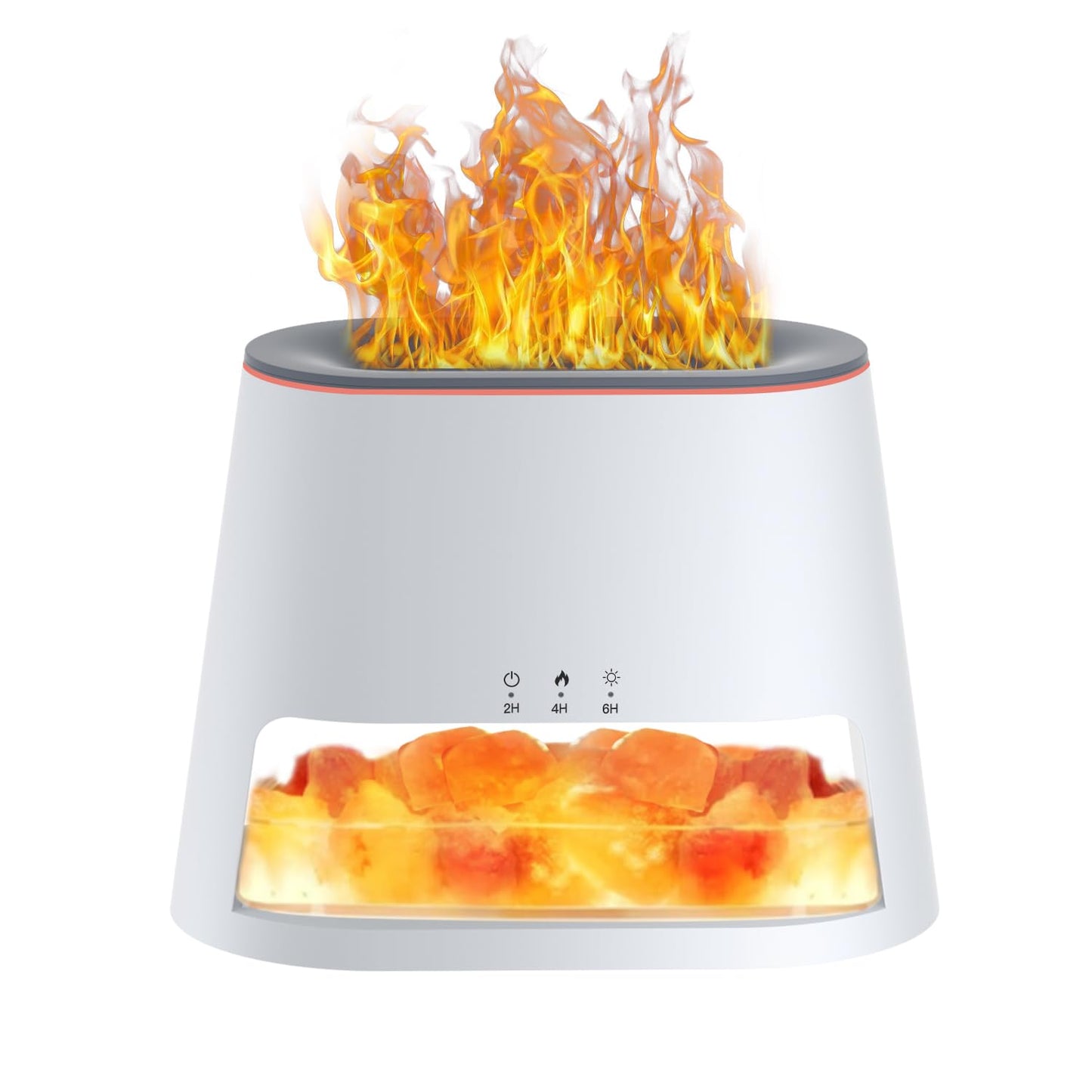 2-in-1 Himalayan Salt Lamp & Ultrasonic Essential Oil Diffuser, Aromatherapy Diffuser Cool Mist Humidifier, Original Salt Therapy Lamp, 100% Pure Himalayan Salt, Ambient Glow, 260ml (White)