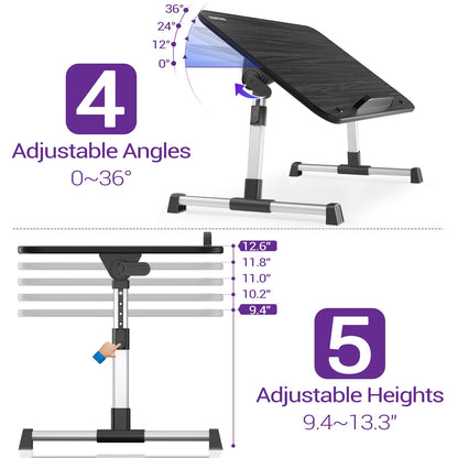 Laptop Bed Tray Table, Nearpow (Larger Size) Adjustable Laptop Bed Stand, Portable Standing Table with Foldable Legs, Foldable Lap Tablet Table for Sofa Couch Floor - Large Size