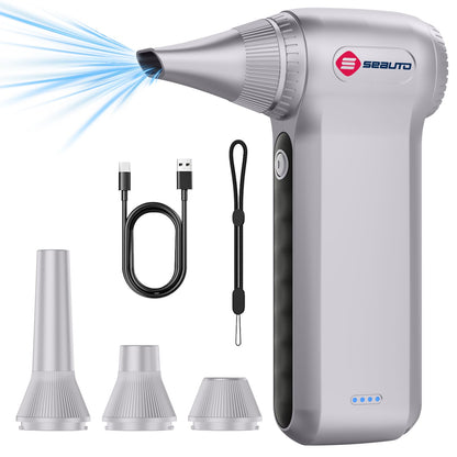 Compressed Air Duster, Ergonomic Design 250,000 RPM Compressed Canned Air Alternative, 3-Gear Powerful Blower for Computer Keyboard, PC Cleaning,Appliance,Car,Home and Outdoor