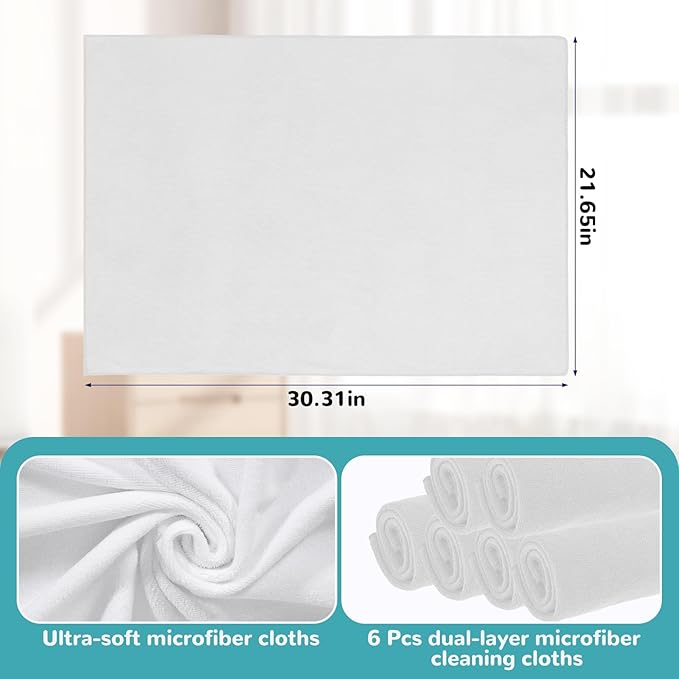 6 Pcs Extra Large Microfiber Cleaning Cloth Reusable Microfiber Towels Thick