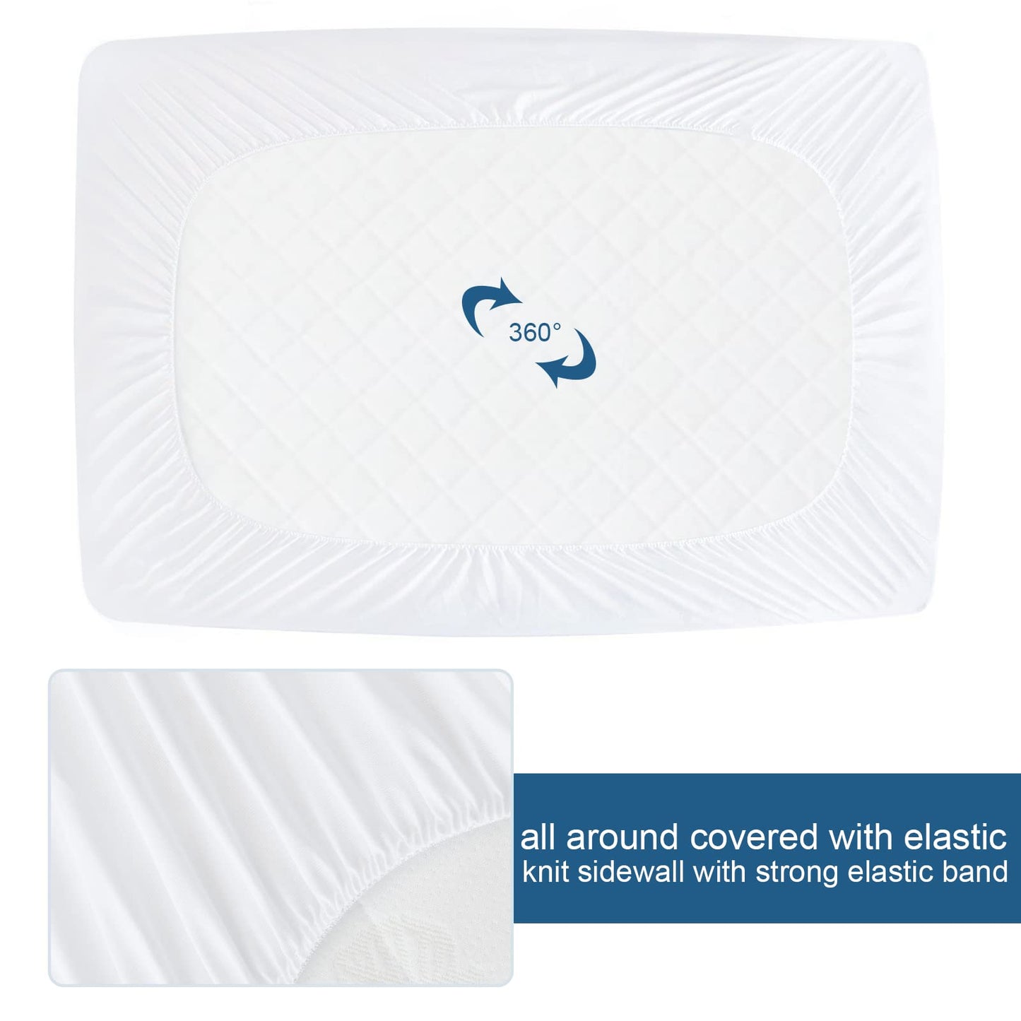 Queen Mattress Protector Waterproof Cover Absorbent Fitted Sheet up - 18'' Deep Pocket Mattress Cover Queen Size Bed Sheets, Terry Machine Wash Protection Mattress Protector