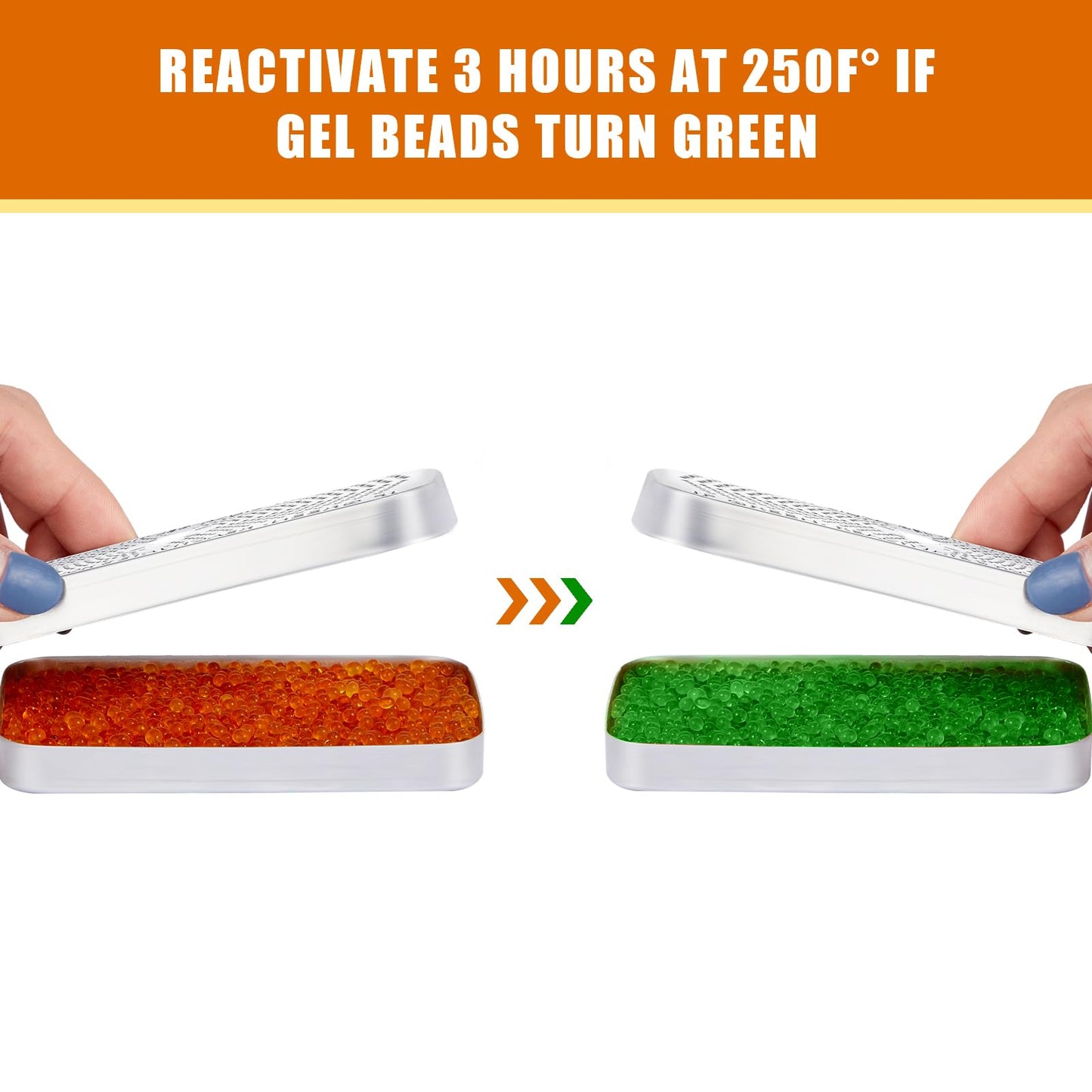 6 Pack 40 Gram Silica Gel Canister Dehumidifier Desiccant Orange to Green Reusable Indicating Desiccant Moisture Absorber for Car Closet Cabinet Bag Storage Box(6 Boxes)