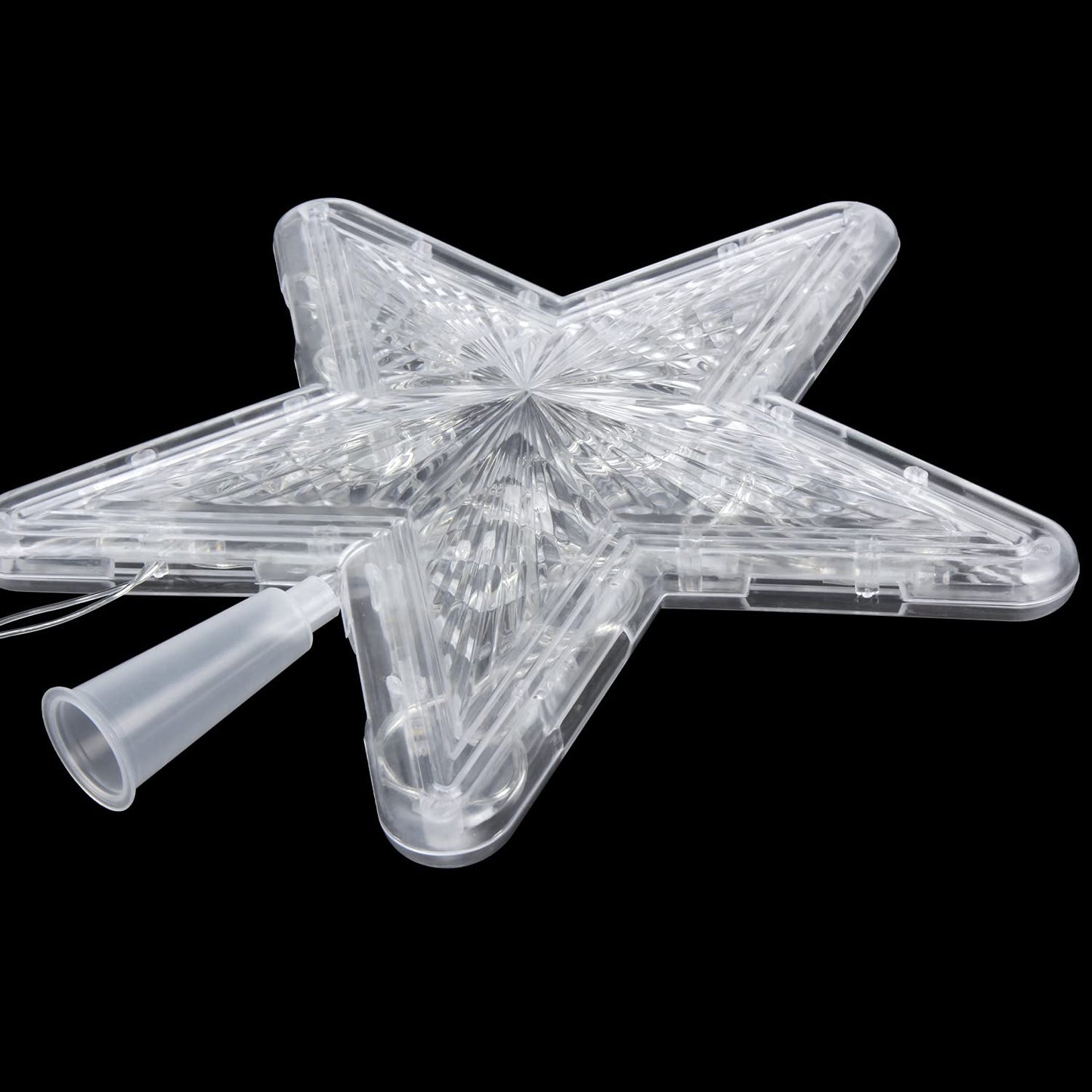DERAYEE Christmas Star Tree Topper Lighted, Xmas Tree Topper with Lights Light Up Star Topper for Christmas Tree Decorations Battery Operated 9 Inch