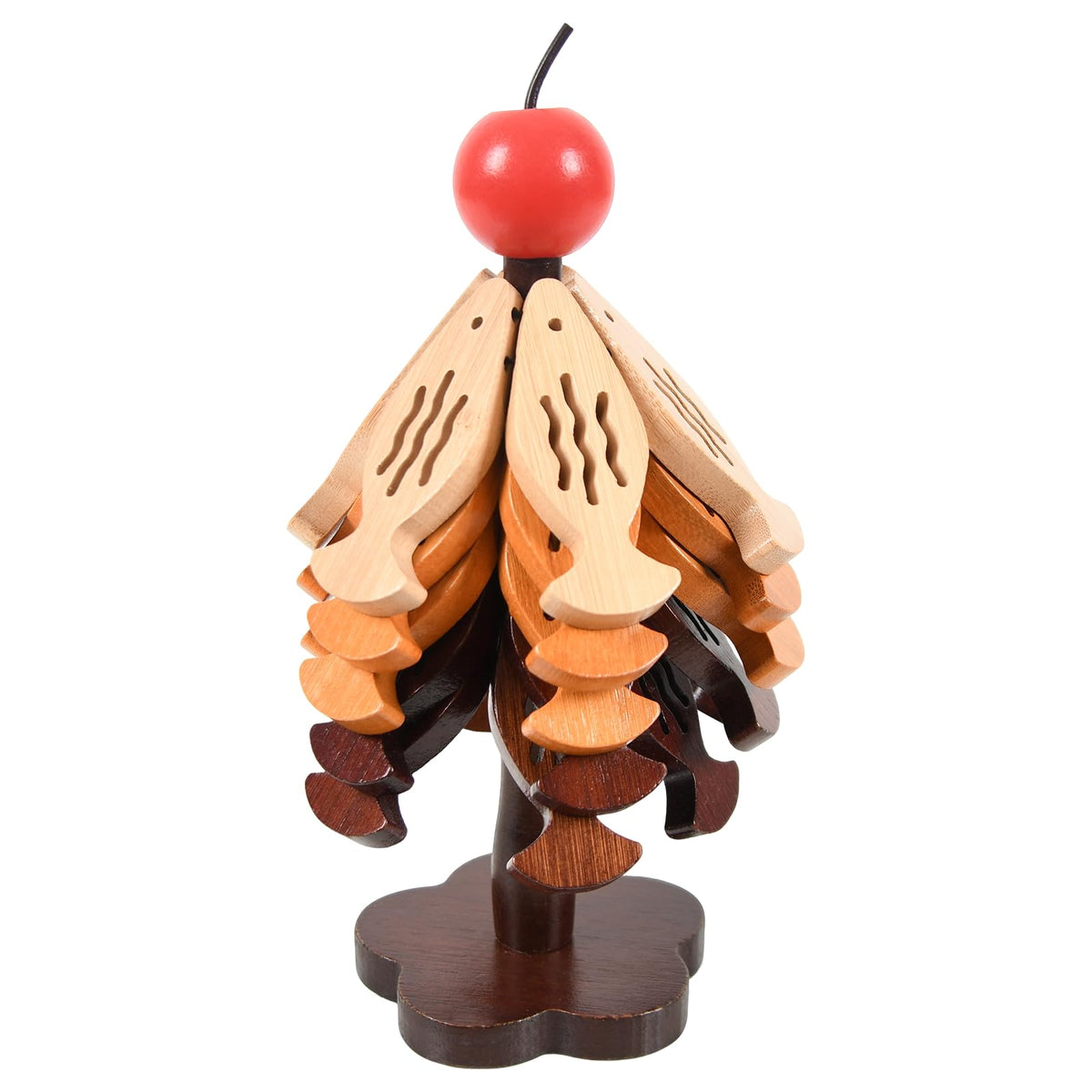 SENIG 5 Pcs Fish-Shape Wooden Coasters Tree Trivet for Hot Dishes, Wooden Fish-Shape Coaster Sets for Drink, Coffee Table, Kitchen Room Decor