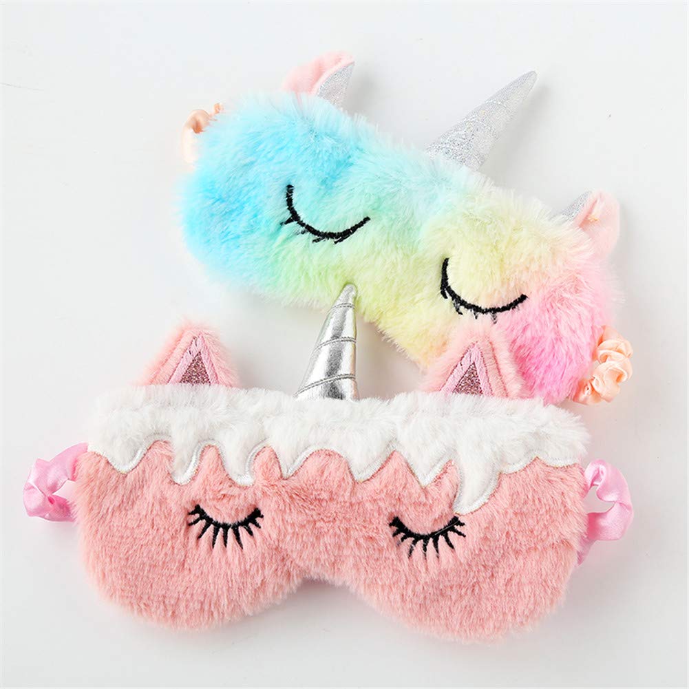 Cute Animal Sleeping Mask Soft Plush Blindfold Cute Rabbit Panda Koala Eye Cover Eyeshade for Kids Teens Girls Women (Flamingo)