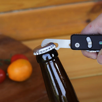 ROXON S504G Mini Flex Companion-7 in 1 Multitool EDC Pocket Knife with G10 Handle, Box Cutter, Short Sheepsfoot Blade, Short Scissors, Bottle & Can Opener, 4mm Bit, Tweezers and Toothpick