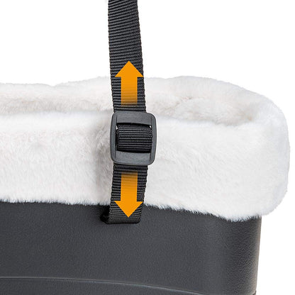 Ferplast Carrier bag for dogs WITH-ME WINTER, made of EVA, Soft rubber plastic, with faux-fur lining, Adjustable handles, Safety belt included, 21.5 x 43.5 x h 27 cm Black