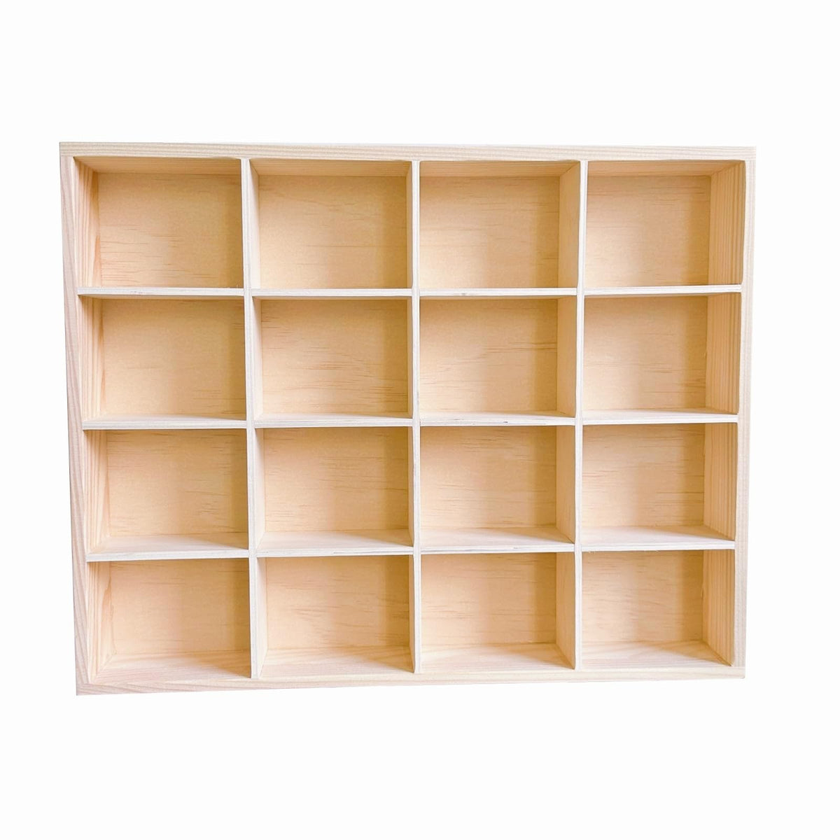 LONG TAO 1 Pcs 13.4''x10.6''x2'' Wooden Storage Divider Box Showcase Display Organization Tray Display Holder Tabletop Box with 16 Compartments for Home Craft Office Kitchen Storage