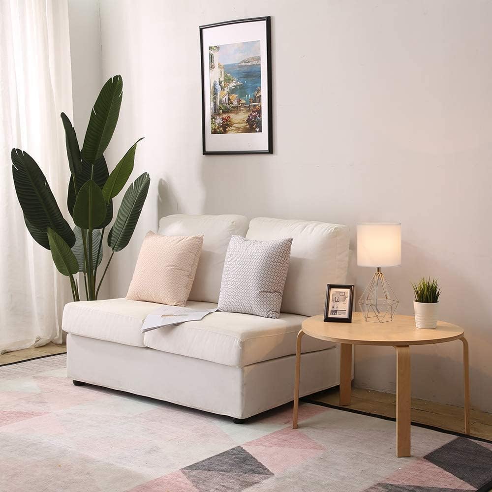 COTULIN Gold Modern Hollow Out Base Bedroom Small Table Lamp,Bedside Nightstand Lamp with Geometric Metal Base White Fabric Shade,Cute Desk Lamp for Kids Living Room