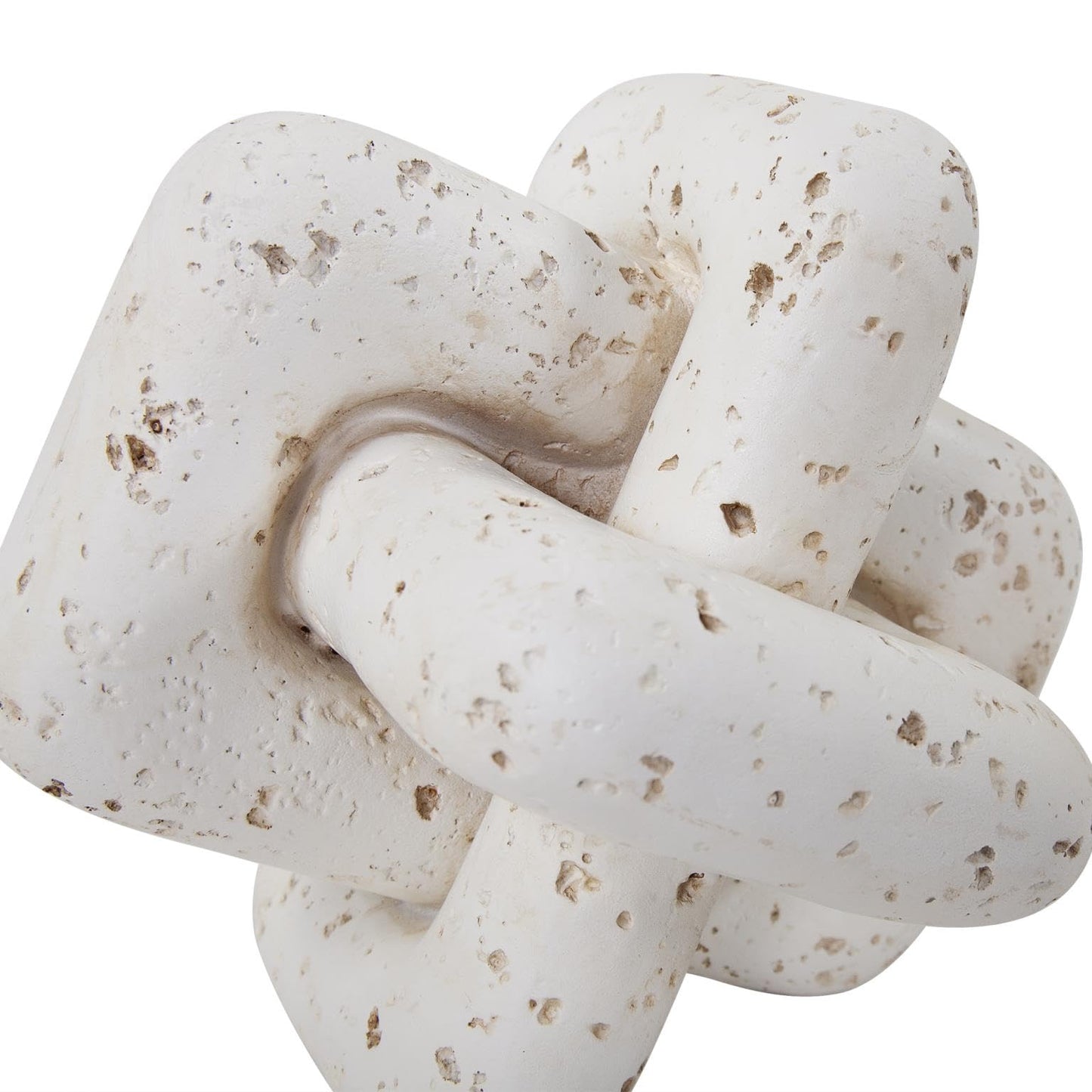 Howard Elliott Collection Everlink Natural Stone Sculpture for Home & Garden Decor, Decorative Resin Figurine with Interlocking Travertine Texture for Home & Office Decor, White, 8 x 8 Inch