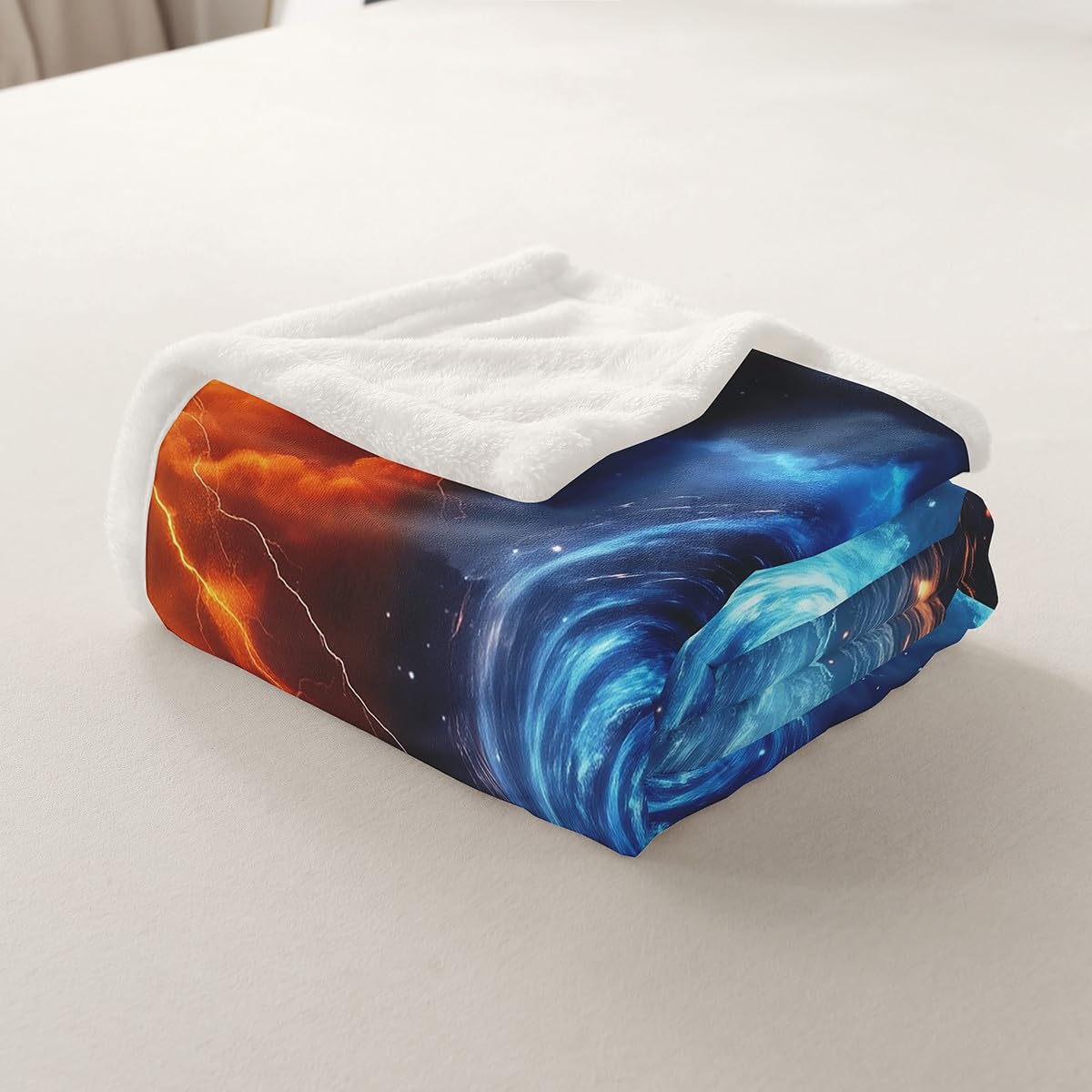 Erosebridal Tornado Fleece Blanket Lightning Sherpa Blanket 90"x90", Natural Disaster Scary Hurricane Fuzzy Plush Throw