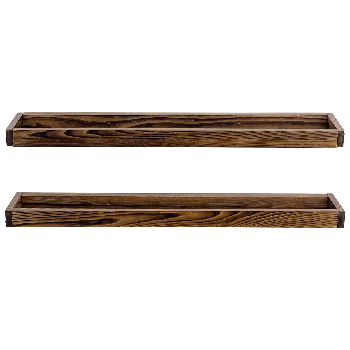 MyGift 30 Inch Rustic Burnt Solid Wood Hanging Shoe Rack, Wall Mounted Storage Organizer Footwear Holder for Closet, Mudroom, Entryway, Holds 6 Pairs, Set of 2