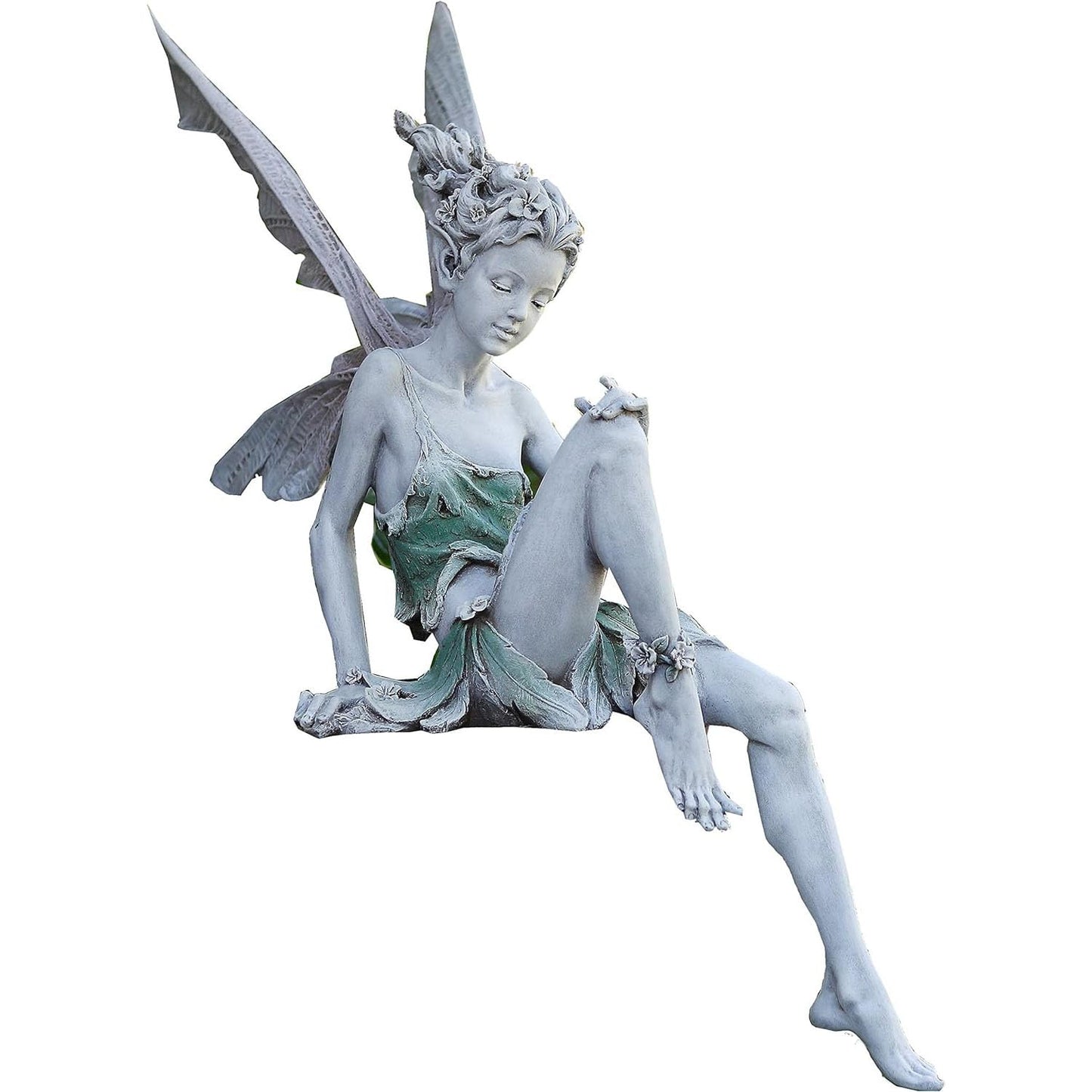 Romeeton Fairy Garden Ornaments, Flower Fairy Statue Decoration, Outdoor Fairy Tale Angel Sculpture for Landscaping Yard, Patio Garden (White)