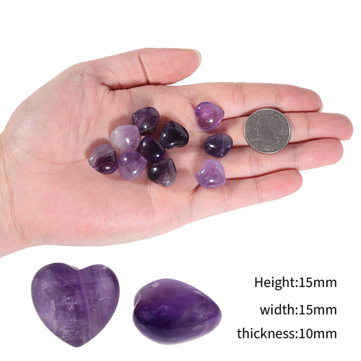 Nupuyai Pack of 8 Love Heart Stone Set for Reiki Chakra Balancing, Healing Pocket Palm Crystal Energy Stones Kit for Valentines Gift, Colorful