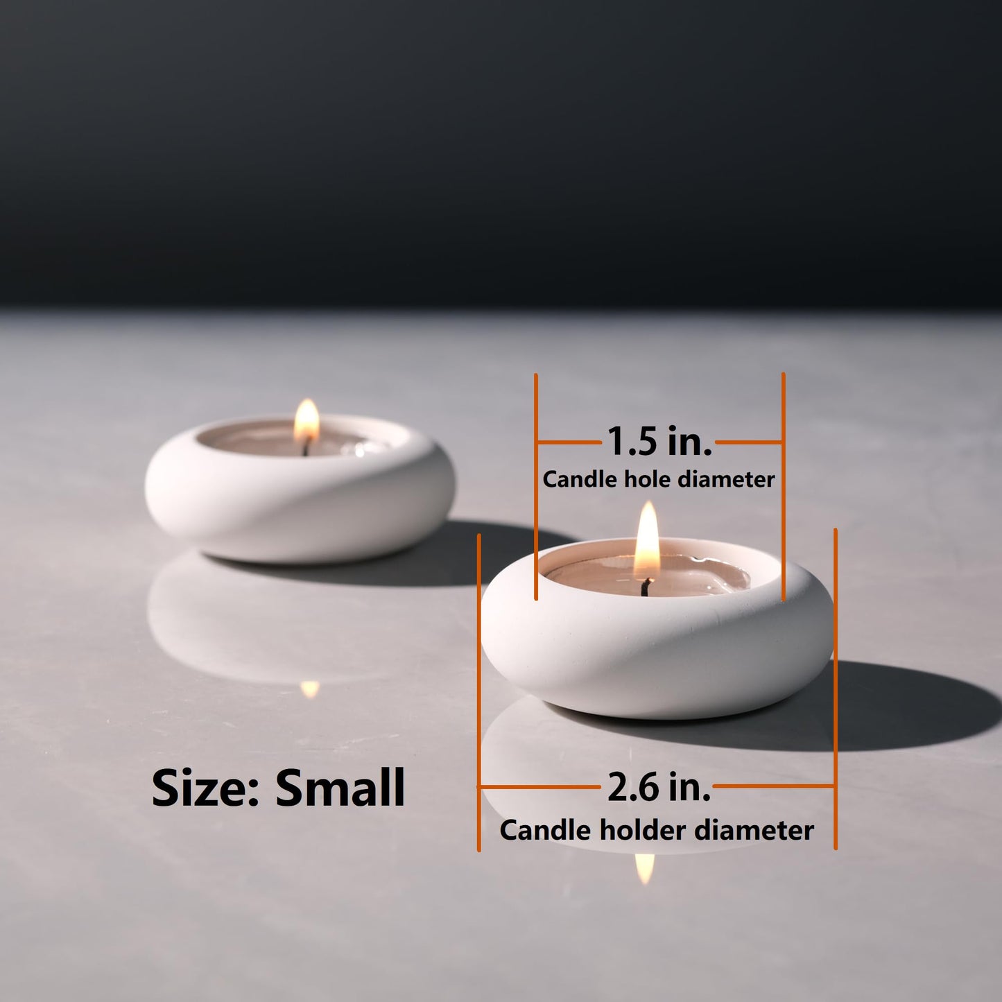 ICNBUYS Handmade Decorative Pebble Tealight Candle Holders Set of 2 - Handcrafted Home Decor Accent for Calming Earthy Aesthetic Cement White Diameter 2.6 inches