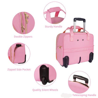 MATEIN Laptop Bag on Wheels for Women, 17 Inch Laptop Case Travel Rolling Briefcase Womens Computer Case Ladies Lightweight Office Bag Carry on Suitcase for Flight, Airplane, Pink