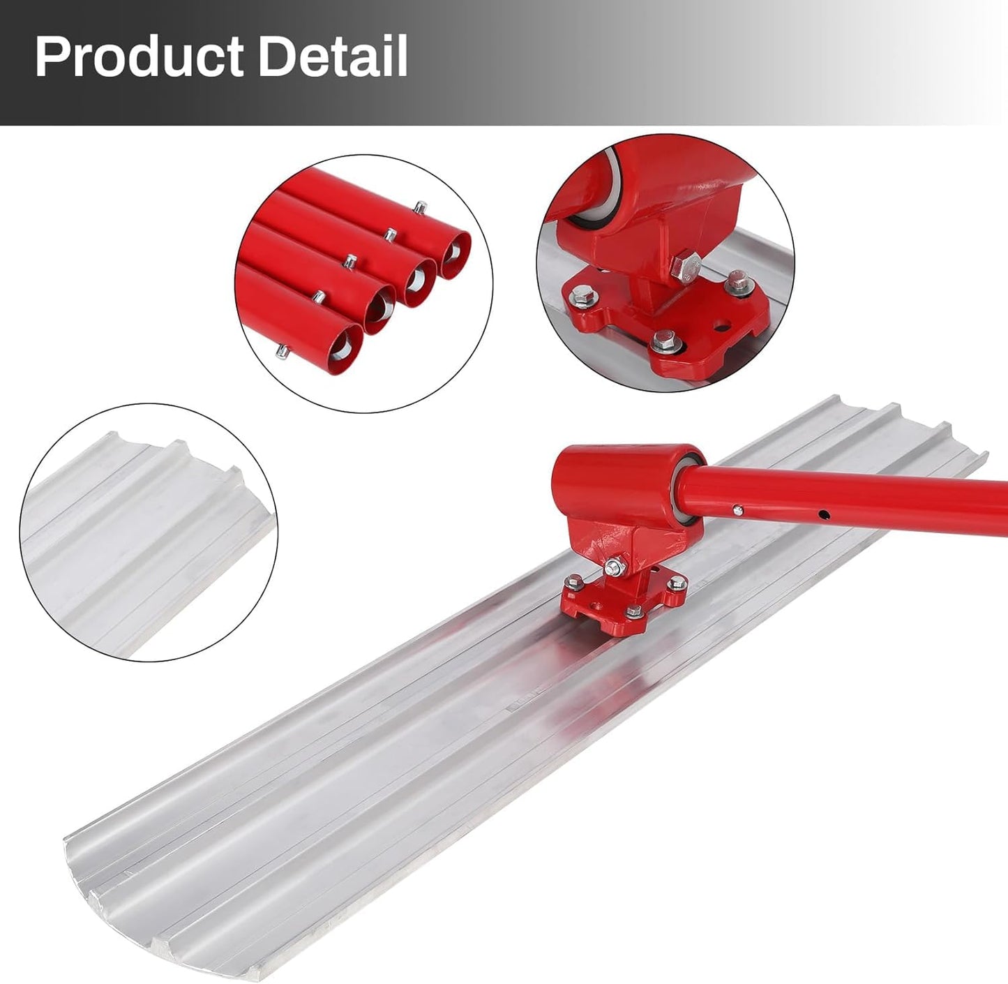 Bull Float Magnesium Concrete Float 48 x 8 Round End Concretes Floats Tools Cement Tool Bull Concrete Kit Bull Float with 4 Float Handle Bull Floats Bracket Concretes Tools Finishing Bulls